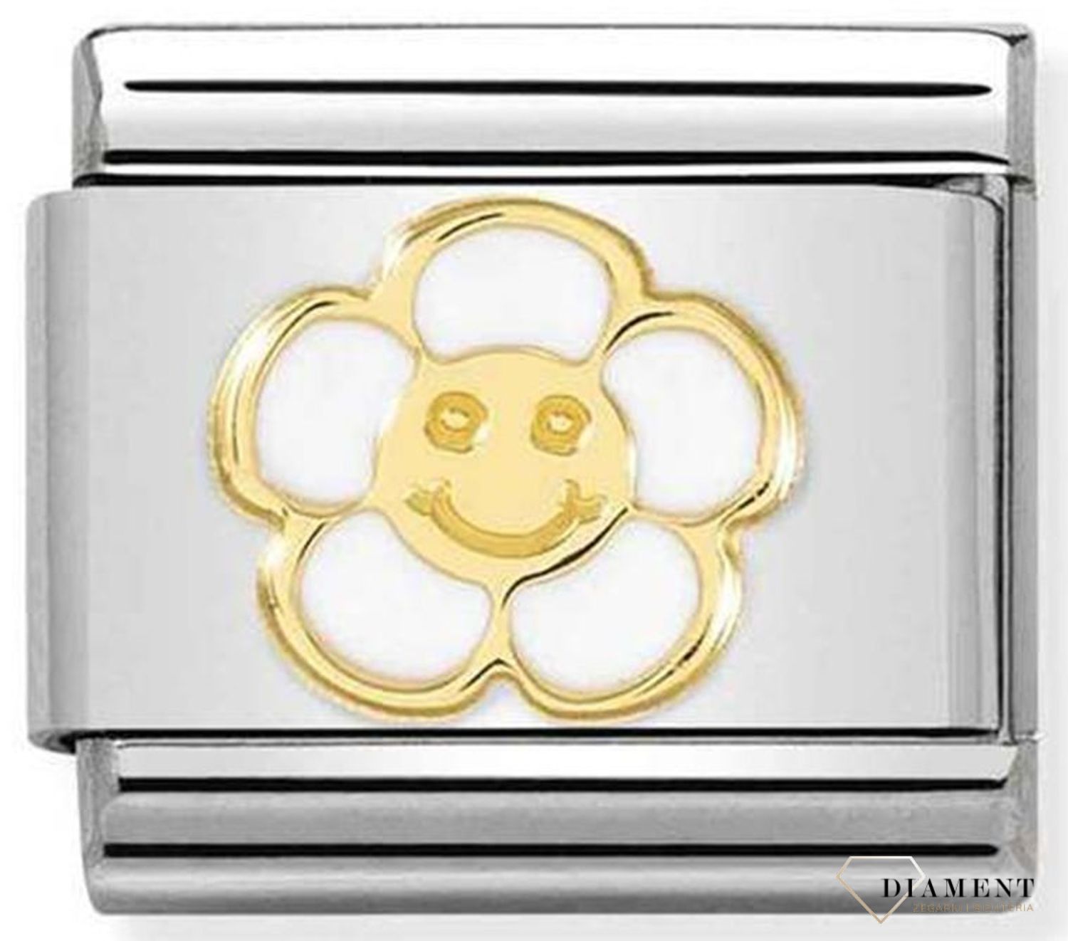 Nomination - Link 18K zawieszka złoto 'Kwiatek z uśmiechem' 030272 59. Zawieszki Nomination ✓ Wyjątkowy prezent ✓ Nomination ✓ Bransoletka Nomination ✓ Bransoletka ze stali ✓ Gwarancja najniższej ceny ✓ Zapraszamy!.jpg